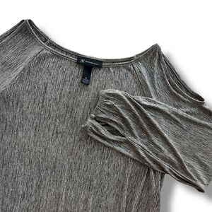 INC International Concepts Women XL Silver Metallic Cold Shoulder Tunic Top Chic